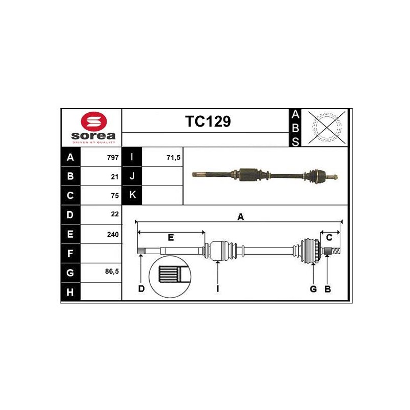 Cardan Arbre de Transmission Avant Droit Pour Peugeot 106 I II Citroën AX Saxo