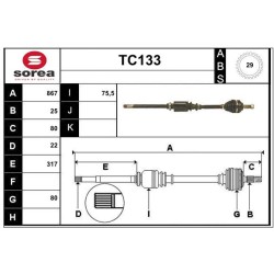 Cardan Arbre de Transmission Avant Droit Pour Peugeot Partner Citroën Berlingo