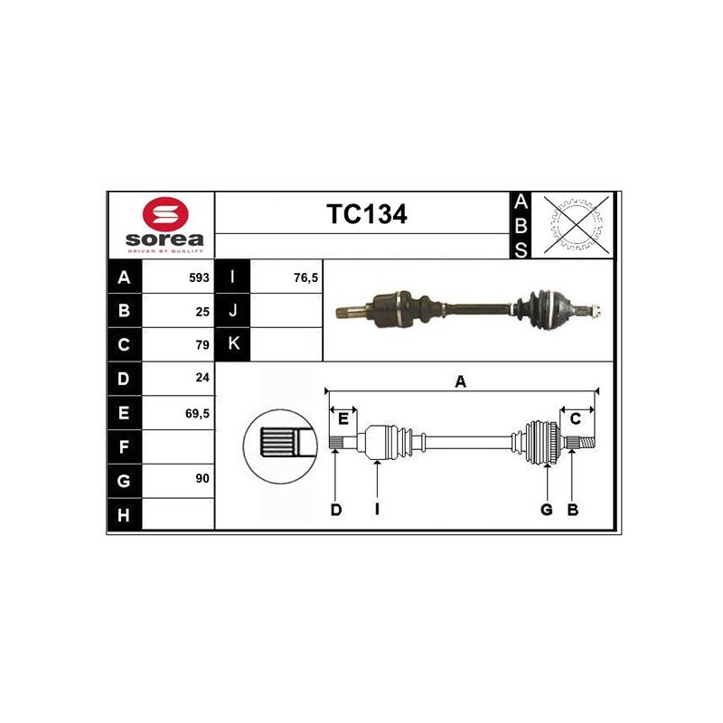 Cardan Arbre de Transmission avant Gauche Pour Peugeot Partner Citroën ZX