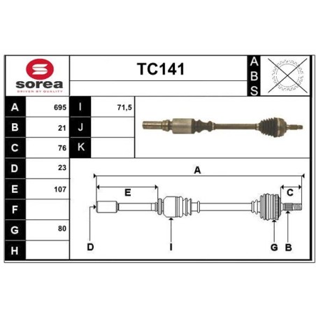 Cardan Arbre de Transmission Avant Droit Pour Peugeot 106 I II Citroën Saxo