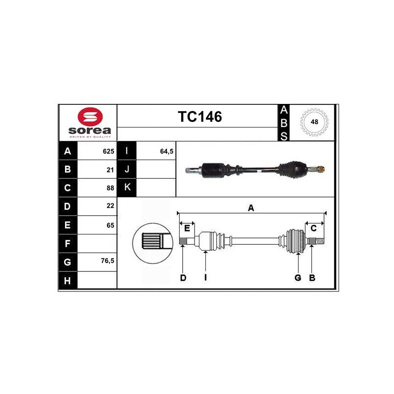 Cardan Arbre de Transmission avant Gauche Pour Peugeot 106 II Citroën Saxo
