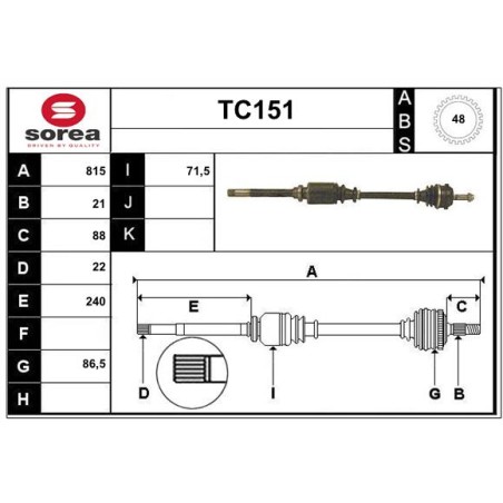 Cardan Arbre de Transmission Avant Droit Pour Peugeot 106 II Citroën Saxo