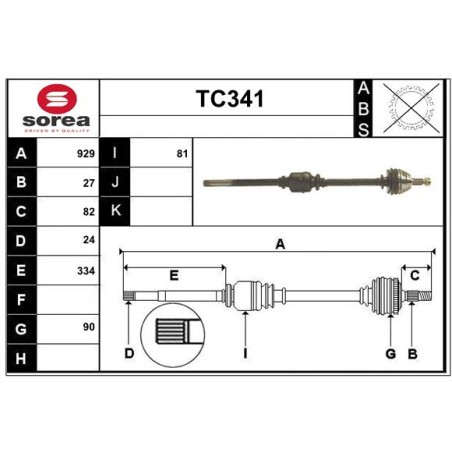 Cardan Arbre de Transmission Avant Droit Pour Peugeot Fiat Scudo Citroën Lancia