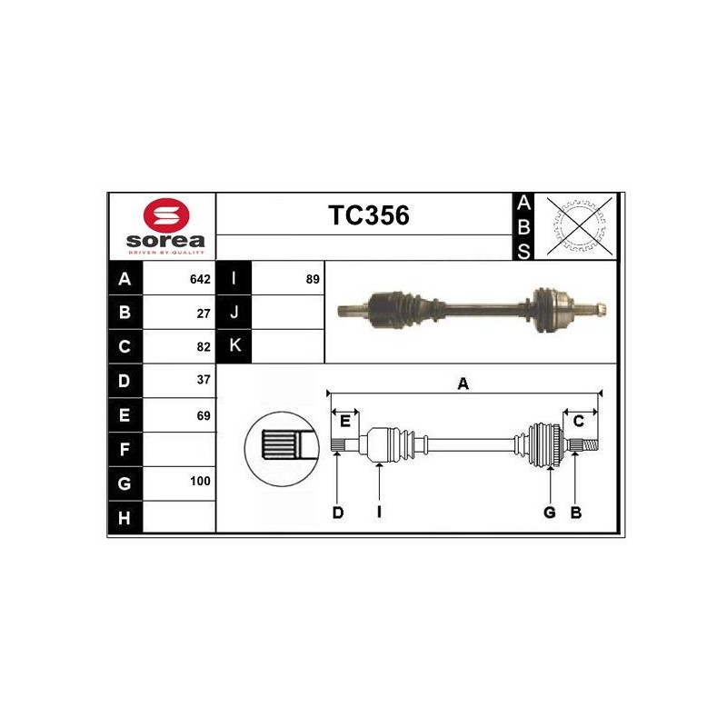Cardan Arbre de Transmission avant Gauche Pour Peugeot Fiat Citroën C8 Lancia