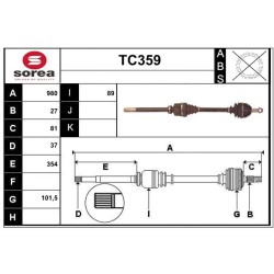 Cardan Arbre de Transmission Avant Droit Pour Peugeot 807 Fiat Citroën Lancia