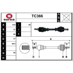 Cardan Arbre de Transmission Pour Peugeot 807 Citroën C8 1400785480 8NN62