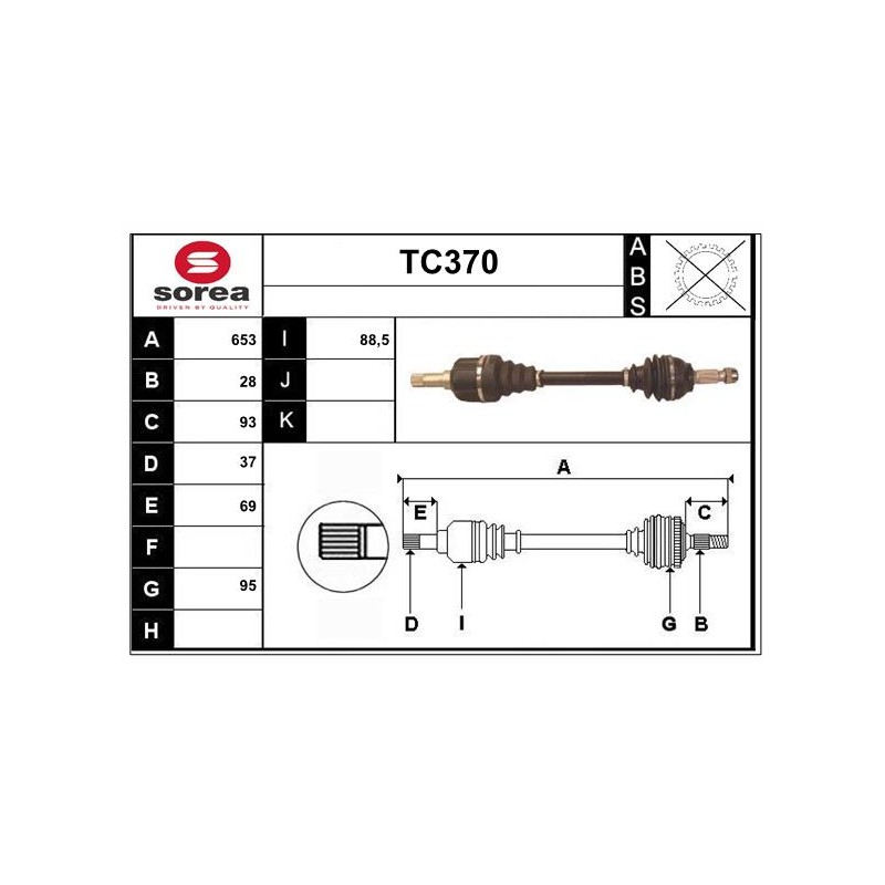 Cardan Arbre de Transmission avant Gauche Pour Peugeot Fiat Toyota Citroën