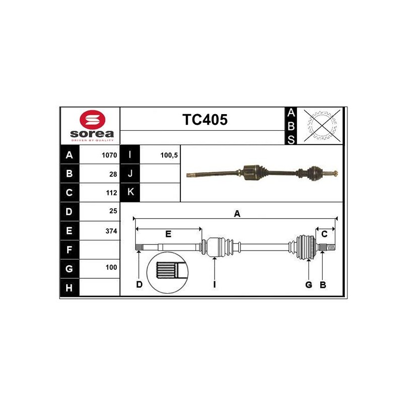 Cardan Arbre de Transmission Avant Droit Pour Peugeot J5 Citroën C25 32736R