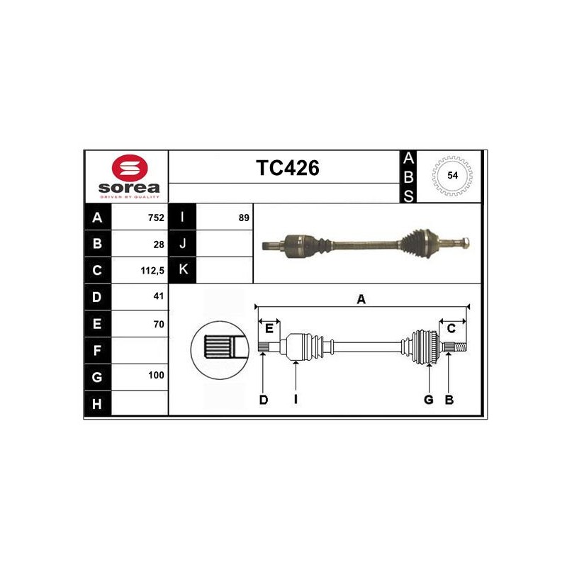 Cardan Arbre de Transmission avant Gauche Pour Peugeot Fiat Citroën 3272CK