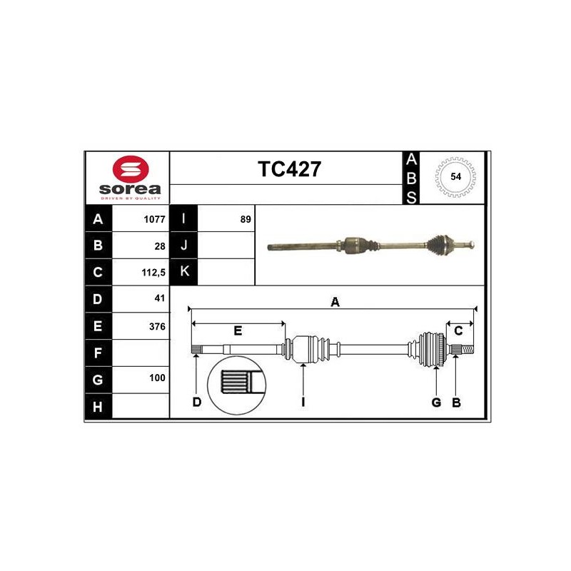 Cardan Arbre de Transmission Avant Droit Pour Peugeot Boxer Fiat Citroën 3273CL