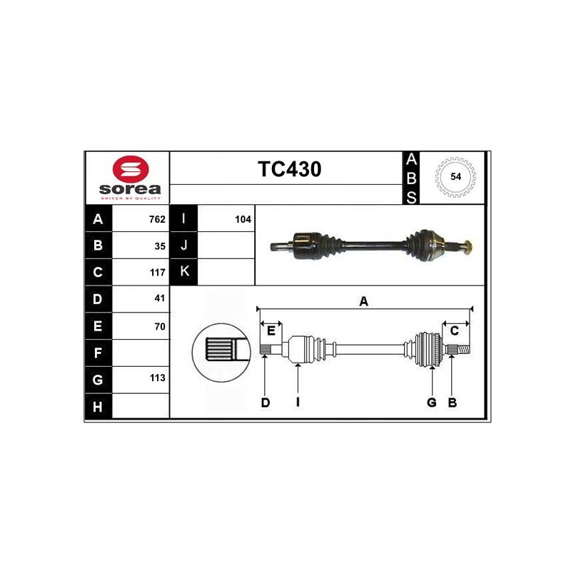 Cardan Arbre de Transmission avant Gauche Pour Peugeot Fiat Citroën 32728K