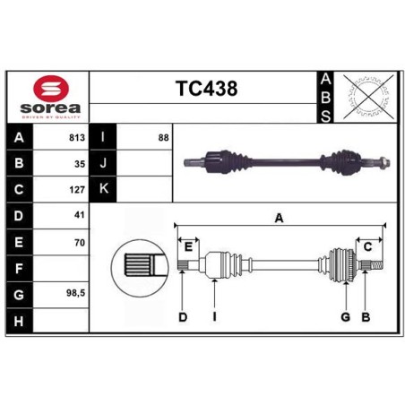 Cardan Arbre de Transmission avant Gauche Pour Peugeot Fiat Citroën 1349789080