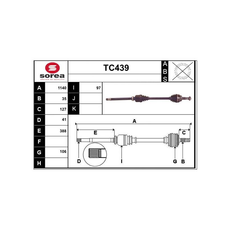 Cardan Arbre de Transmission Avant Droit Pour Peugeot Fiat Citroën 1607113480