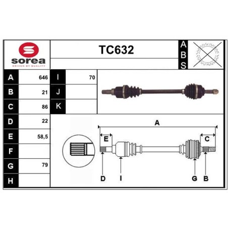Cardan Arbre de Transmission avant Gauche Pour Peugeot 1007 Citroën C2 C3 I