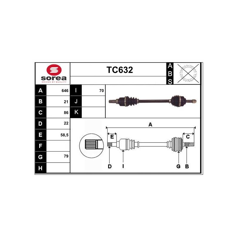 Cardan Arbre de Transmission avant Gauche Pour Peugeot 1007 Citroën C2 C3 I