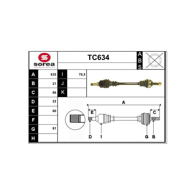 Cardan Arbre de Transmission avant Gauche Pour Peugeot 1007 Citroën C2 C3 I