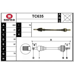 Cardan Arbre de Transmission Avant Droit Pour Peugeot 1007 Citroën C2 C3 I