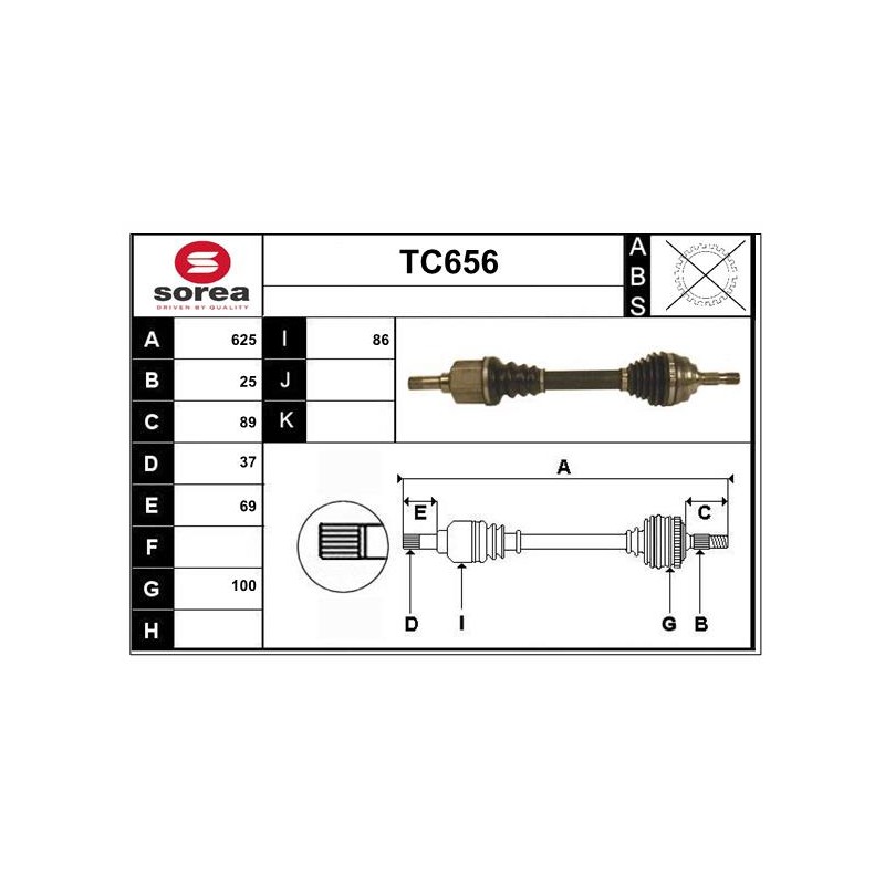 Cardan Arbre de Transmission avant Gauche Pour Citroën C5 I II 3272NT 3272NX