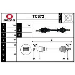 Cardan Arbre de Transmission avant Gauche Pour Peugeot Expert Citroën Jumpy