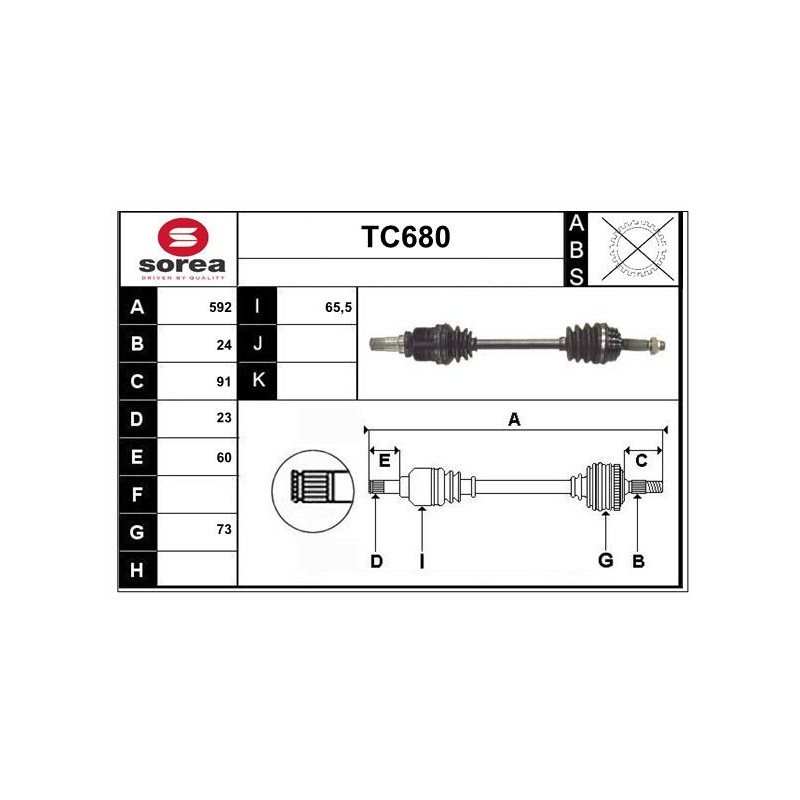 Cardan Arbre de Transmission avant Gauche Pour Peugeot 107 Toyota Aygo 1.4 HDi