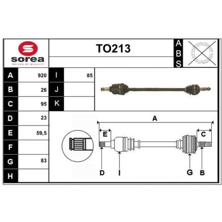Cardan Arbre de Transmission Avant Droit Pour Toyota Carina E II 4341020432