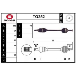 Cardan Arbre de Transmission avant Gauche Pour Toyota Yaris 434200D020