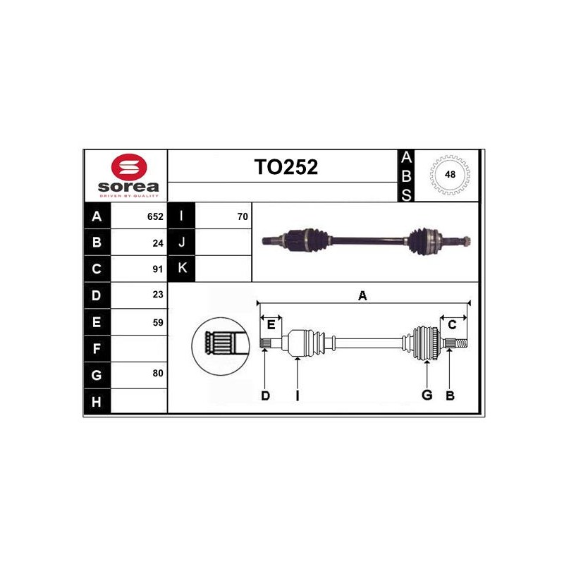 Cardan Arbre de Transmission avant Gauche Pour Toyota Yaris 434200D020