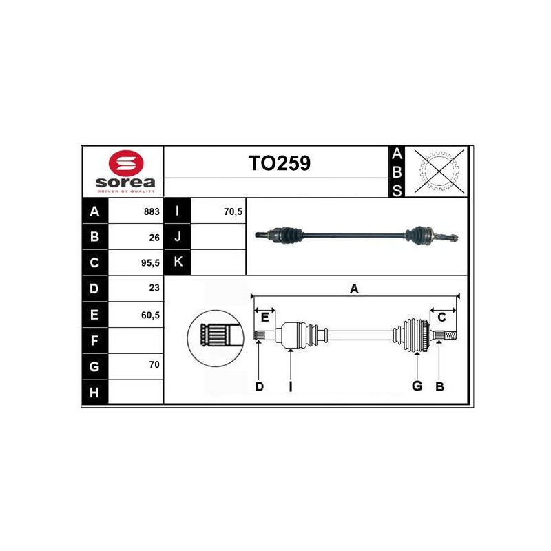 Cardan Arbre de Transmission Pour Toyota Yaris 434100D341 434100D380 464100D320