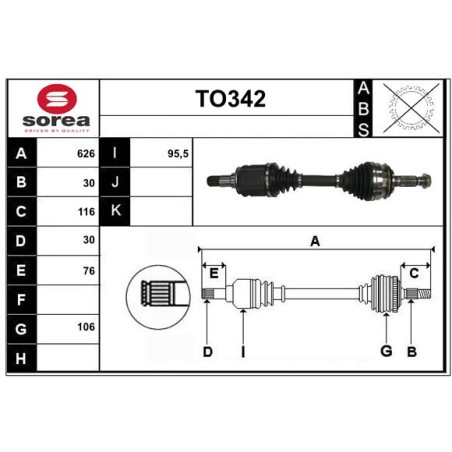 Cardan Arbre de Transmission Pour Toyota Hilux VII 434300K020 434300K022