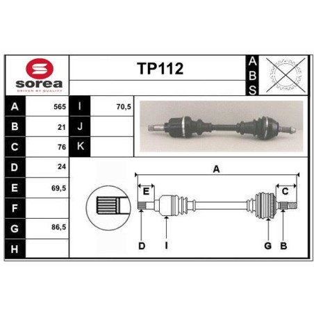 Cardan Arbre de Transmission avant Gauche Pour Peugeot 205 - I II 32735R