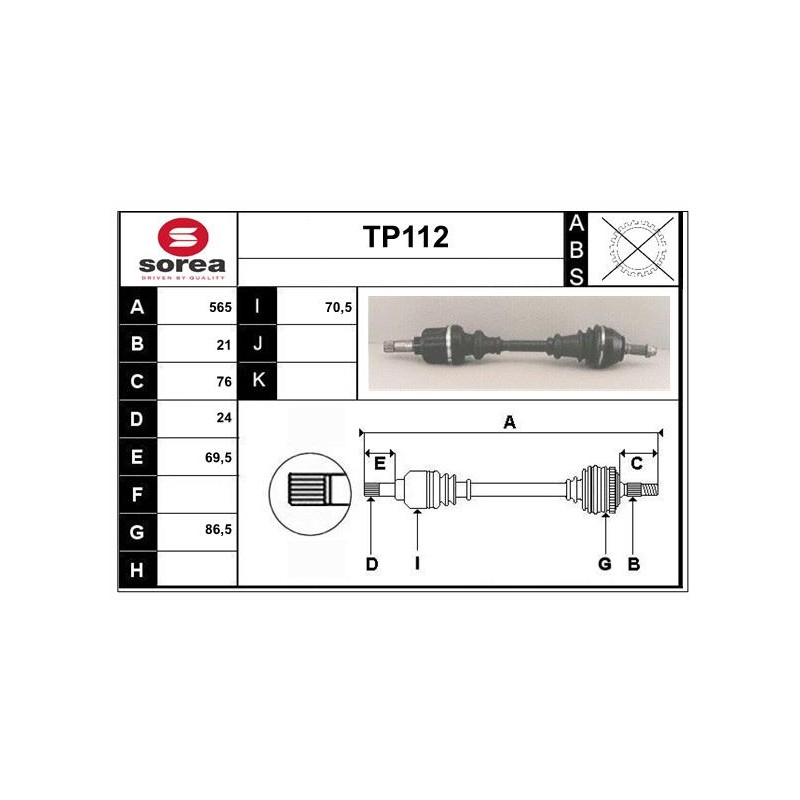 Cardan Arbre de Transmission avant Gauche Pour Peugeot 205 - I II 32735R