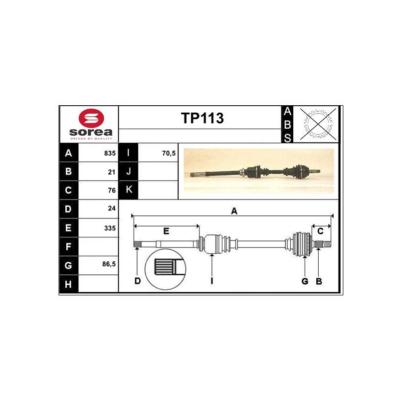 Cardan Arbre de Transmission Avant Droit Pour Peugeot 205 - I II 32725K
