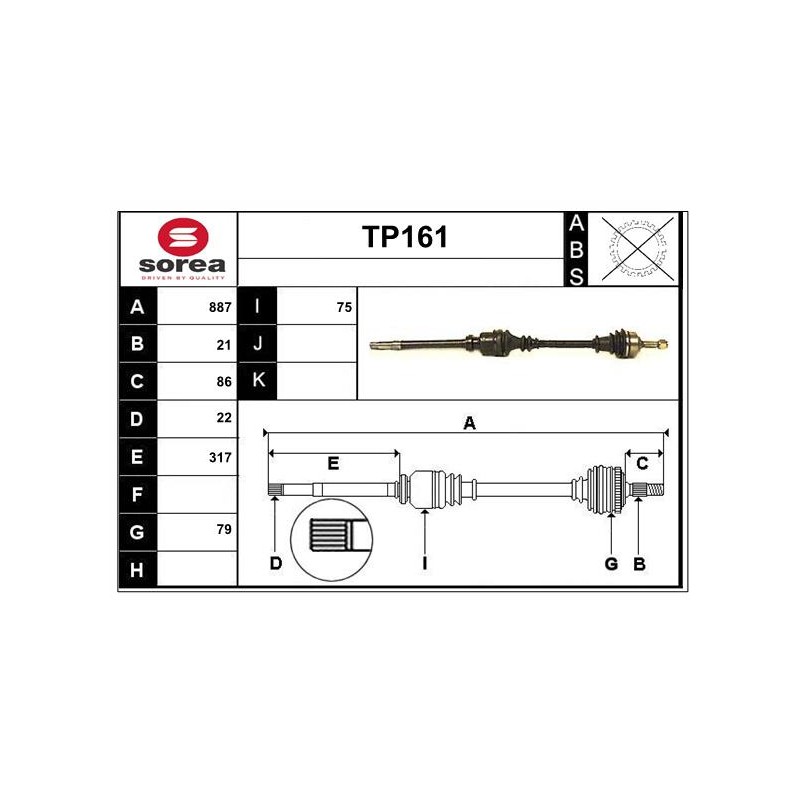 Cardan Arbre de Transmission Avant Droit Pour Peugeot 206 206+ 32723X 32733X