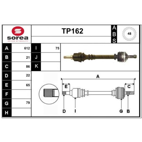 Cardan Arbre de Transmission avant Gauche Pour Peugeot 206 206+ 3272CS 3272XJ