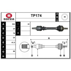 Cardan Arbre de Transmission avant Gauche Pour Peugeot 206 3272FA 3272YE 3272Z0