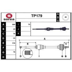 Cardan Arbre de Transmission Avant Droit Pour Peugeot 206 3273AN
