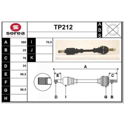 Cardan Arbre de Transmission avant Gauche Pour Peugeot 309 II 327203