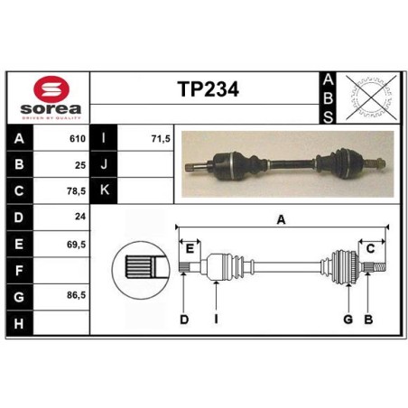 Cardan Arbre de Transmission avant Gauche Pour Peugeot 306 405 II