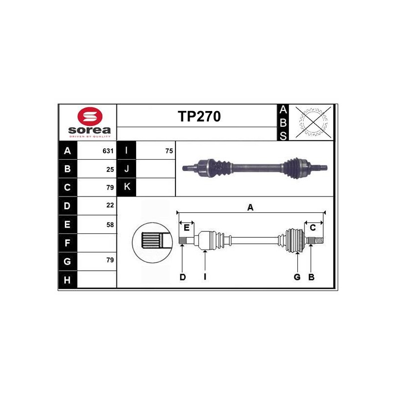 Cardan Arbre de Transmission avant Gauche Pour Peugeot 307 Citroën C4 I