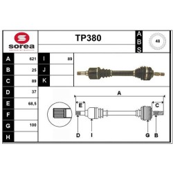 Cardan Arbre de Transmission avant Gauche Pour Peugeot 406