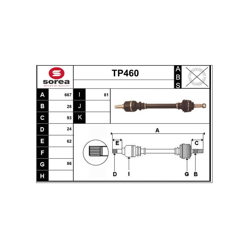 Cardan Arbre de Transmission avant Gauche Pour Peugeot Fiat Toyota Citroën