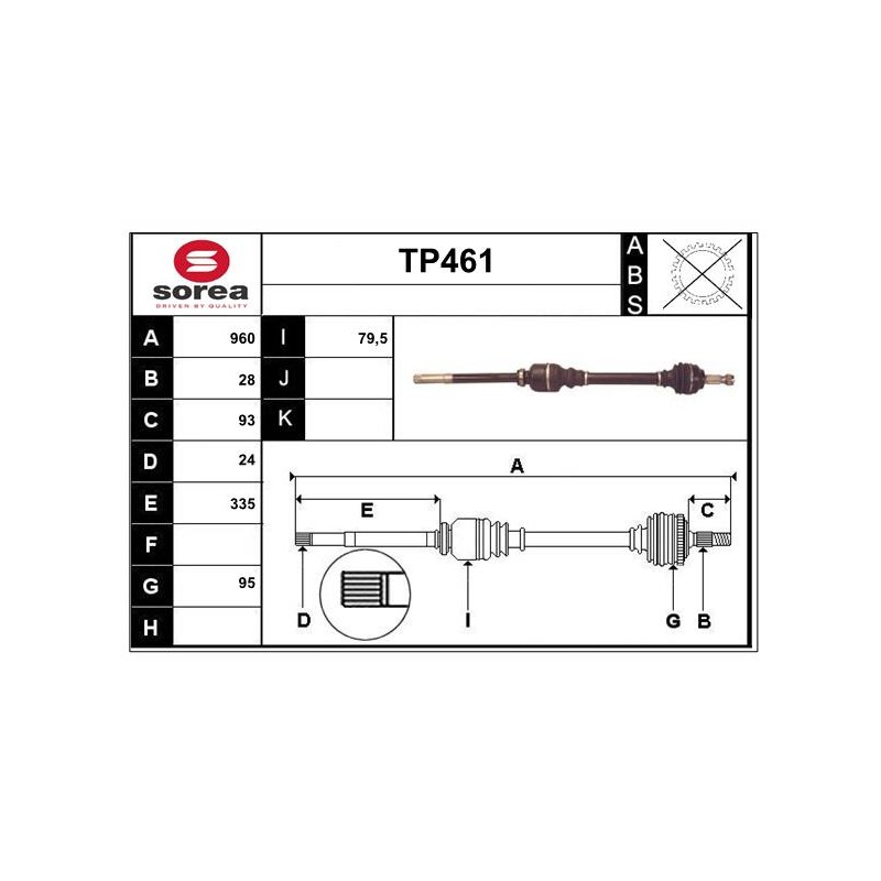 Cardan Arbre de Transmission Avant Droit Pour Peugeot Fiat Toyota Citroën Jumpy