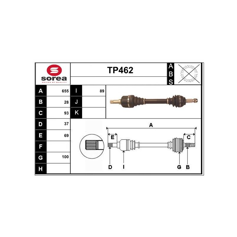 Cardan Arbre de Transmission avant Gauche Pour Peugeot 407 Citroën C5 III
