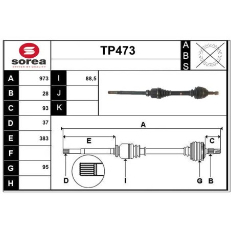 Cardan Arbre de Transmission Avant Droit Pour Peugeot 407