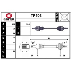 Cardan Arbre de Transmission Avant Droit Pour Peugeot 207 3273KL 3273KN