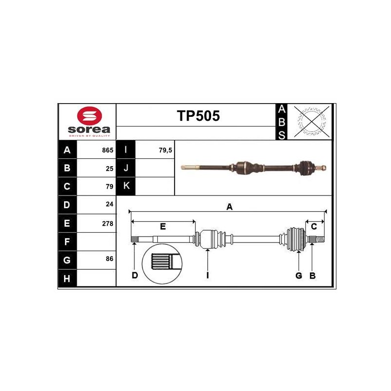 Cardan Arbre de Transmission Avant Droit Pour Peugeot 207 Citroën DS 1609763980