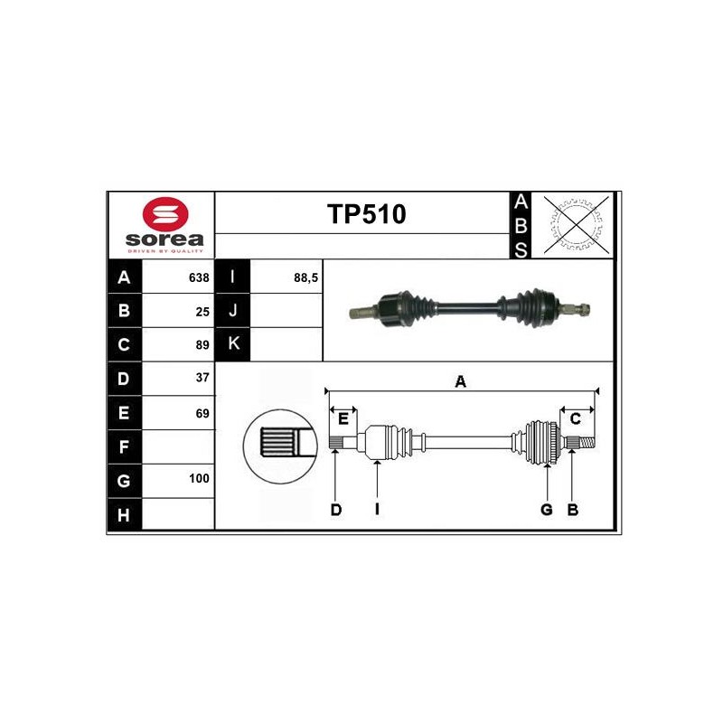 Cardan Arbre de Transmission avant Gauche Pour Peugeot 308 3008 5008 Citroën