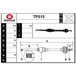 Cardan Arbre de Transmission Avant Droit Pour Peugeot Citroën DS 1612690280