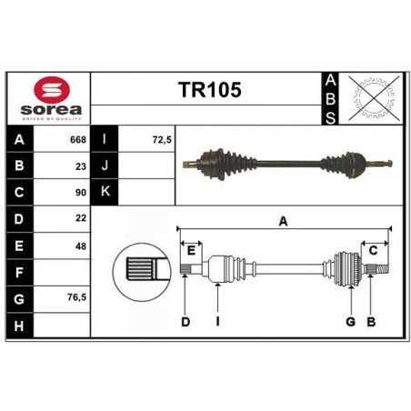 Cardan Arbre de Transmission Avant Pour Renault 4 5 6 Rodeo 7700655121