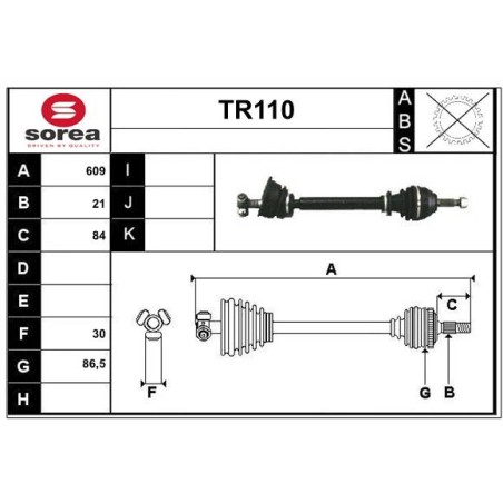 Cardan Arbre de Transmission avant Gauche Pour Renault Rapid Super 5 7701349727